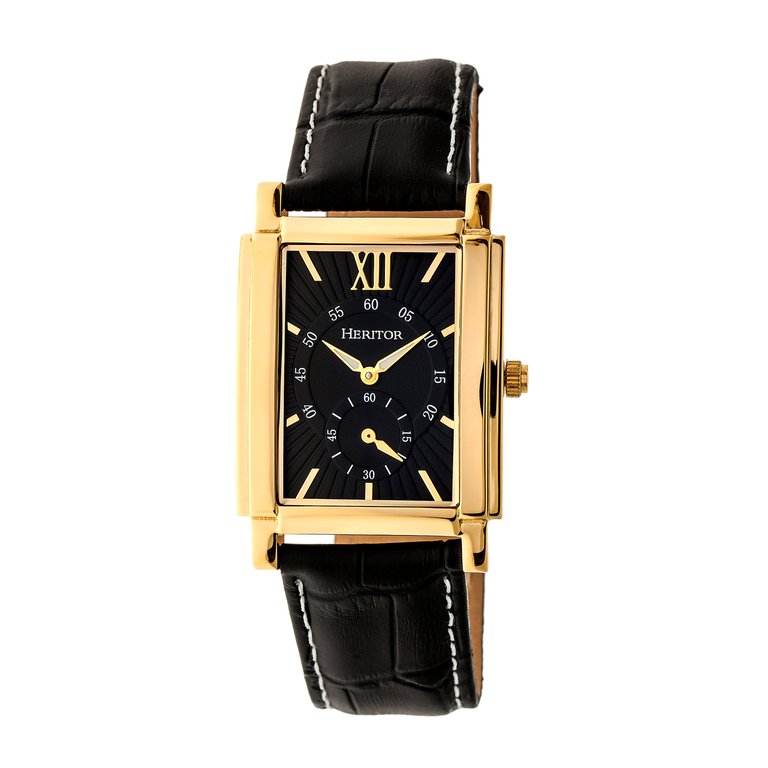 Heritor Automatic Frederick Leather-Band Watch - Gold/Black