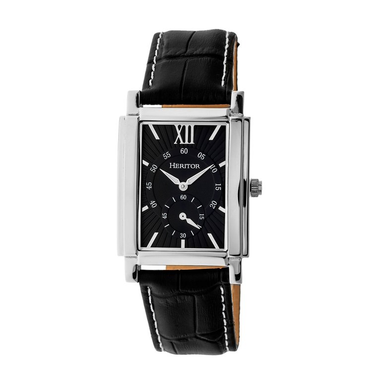 Heritor Automatic Frederick Leather-Band Watch - Silver/Black