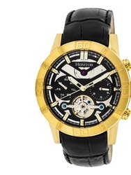 Heritor Automatic Hannibal Semi-Skeleton Leather-Band Watch - Gold/Black