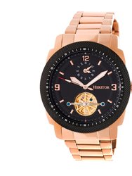 Heritor Automatic Helmsley Semi-Skeleton Bracelet Watch - Rose Gold/Black