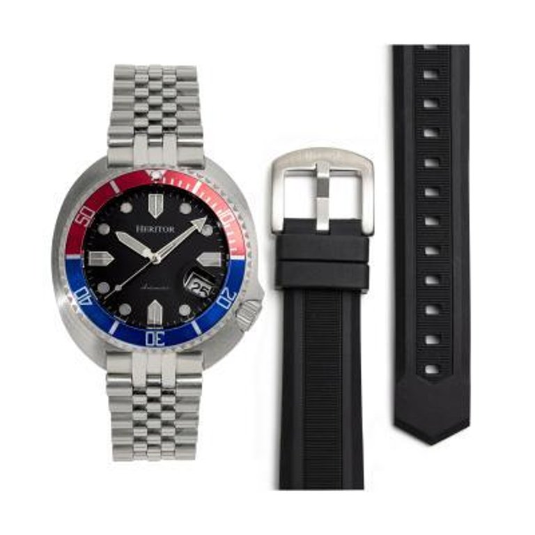 Heritor Automatic Matador Box Set With Interchangable Bands and Date Displa - Red/Blue