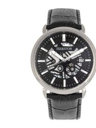 Heritor Automatic Mattias Leather-Band Watch w/Date - Silver/Black