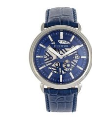 Heritor Automatic Mattias Leather-Band Watch w/Date - Silver/Blue