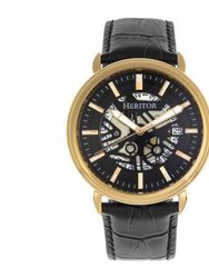 Heritor Automatic Mattias Leather-Band Watch w/Date - Gold/Black