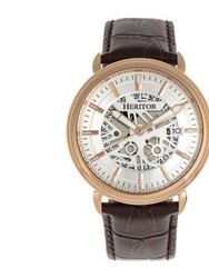 Heritor Automatic Mattias Leather-Band Watch w/Date - Rose Gold/Silver