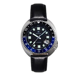 Heritor Automatic Pierce Leather-Band Watch w/Date - Black/Blue