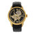 Heritor Automatic Sanford Semi-Skeleton Leather-Band Watch - Gold/Black
