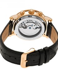 Heritor Automatic Winston Semi-Skeleton Leather-Band Watch