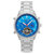 Wilhelm Semi-Skeleton Bracelet Watch Week/Day/Date  - Silver/Blue
