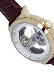 Xander Semi Skeleton Leather Band Watch