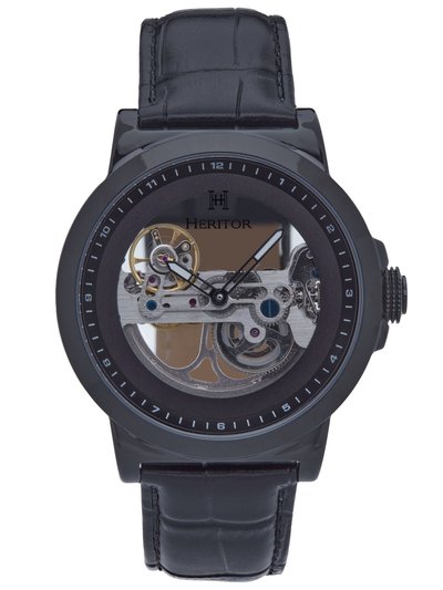Heritor Watches Xander Semi Skeleton Leather Band Watch product