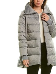 Women's Gray Warm Quilted Down Puffer Coat Jacket - Gray