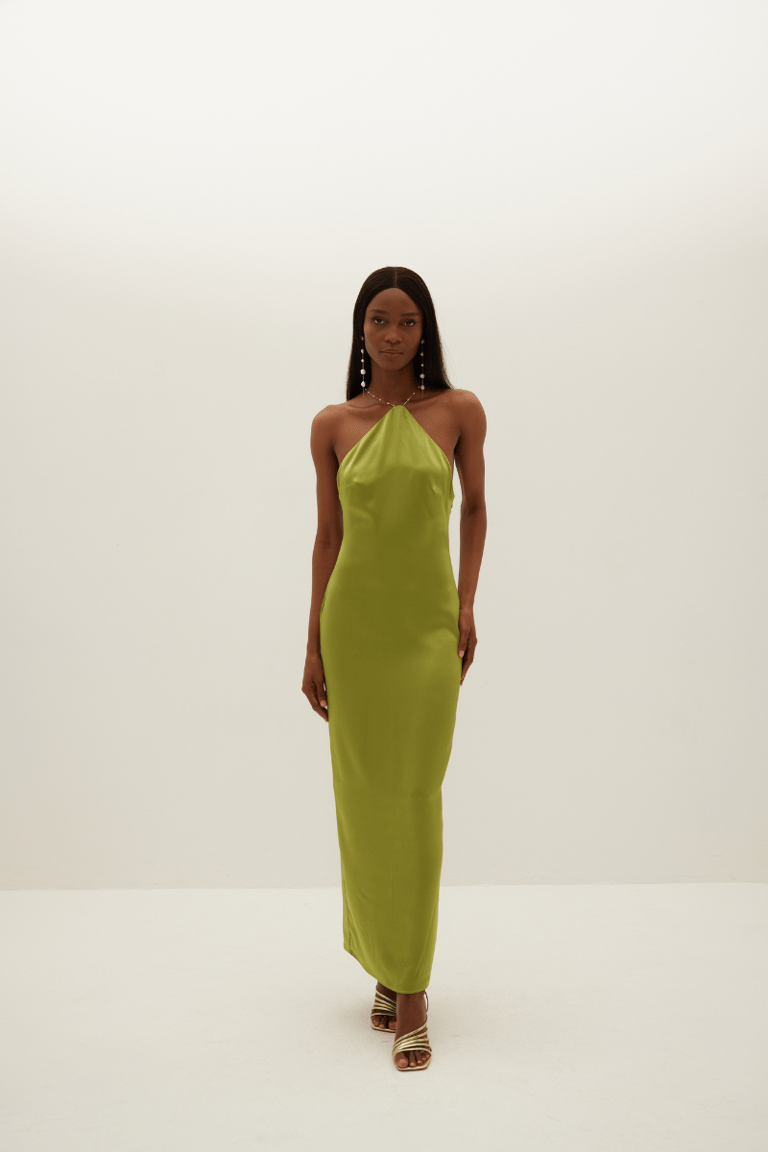 Satin halter dress · Green · Smart / Dresses And Jumpsuits