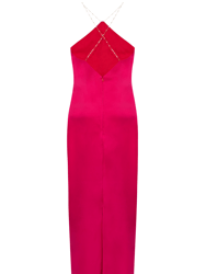 Aubrey Satin Halter Maxi Dress - Fuchsia Pink