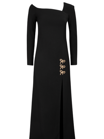 HERVANR Beau Asymmetric Crepe Maxi Dress with Bows - Black product