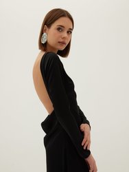 Dahlia Backless Satin Maxi Dress - Black