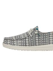 Ladies Wendy Boho Shoes In Embroidered Grey - Embroidered Grey