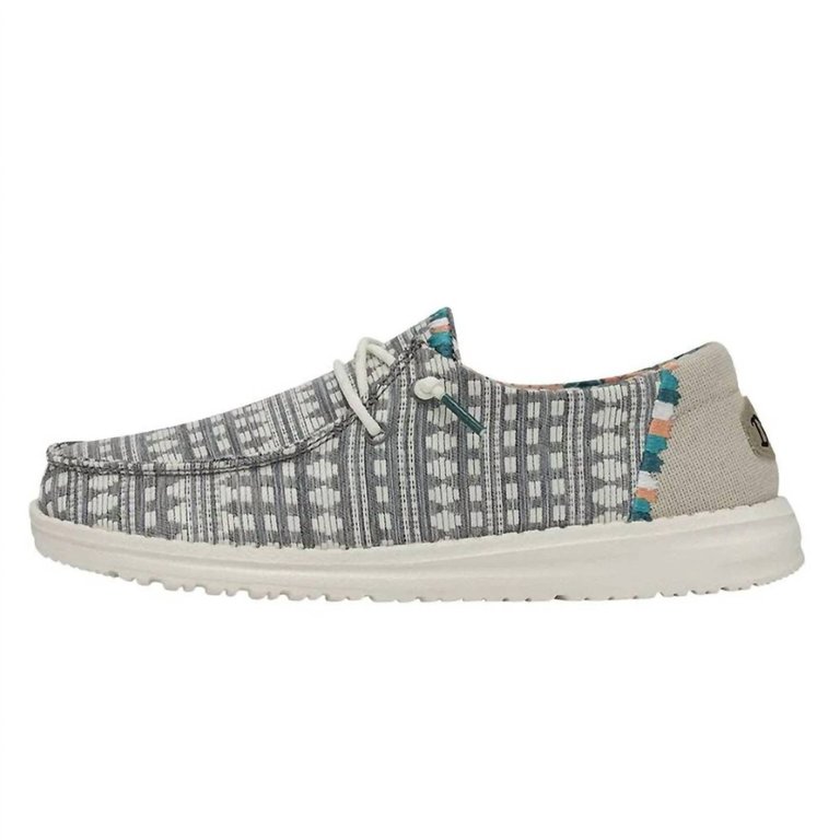 Ladies Wendy Boho Shoes In Embroidered Grey - Embroidered Grey