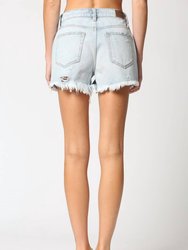 Distressed High Rise Shorts