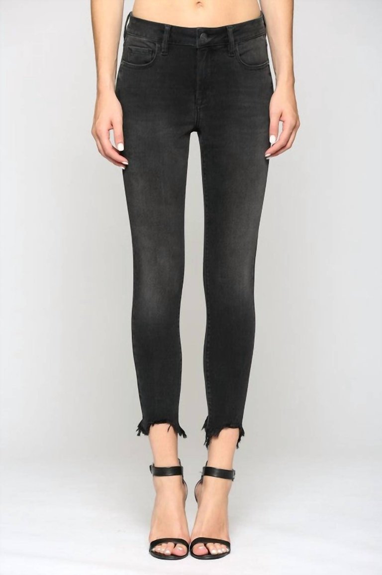 Frayed Hem Mid Rise Skinny Jean