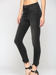 Frayed Hem Mid Rise Skinny Jean