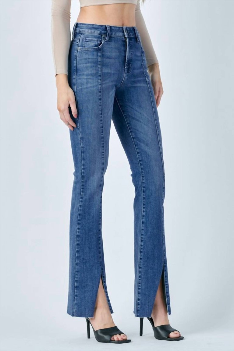 Happi Flare With Front Slit Jeans In Medium Dark