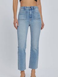 Happi Front Pocket Crop Flare Jean - Light Wash