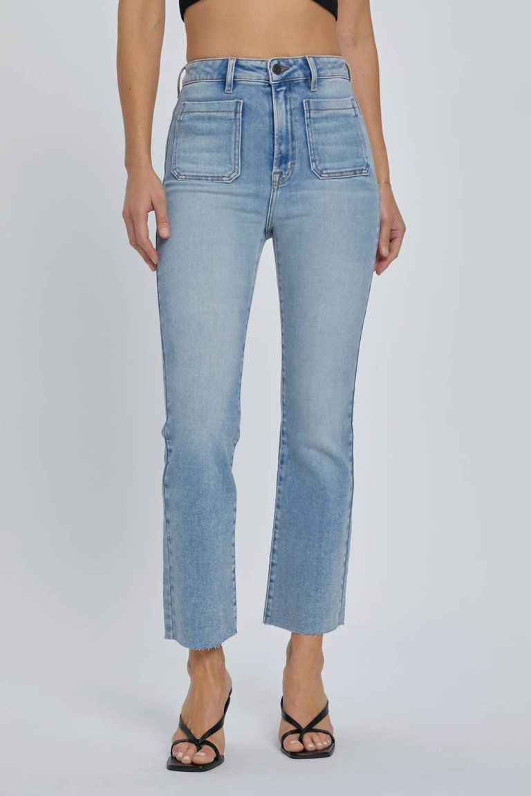 Happi Front Pocket Crop Flare Jean - Light Wash