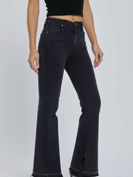 Happy Let Out Flare With Slit Jeans