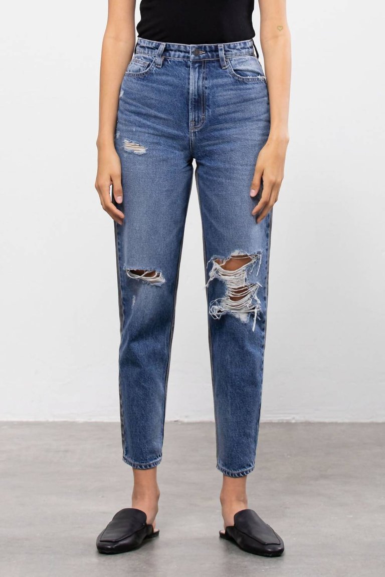 Hidden Jeans Two Tone Distressed Tapered Jeans In Medium Wash
