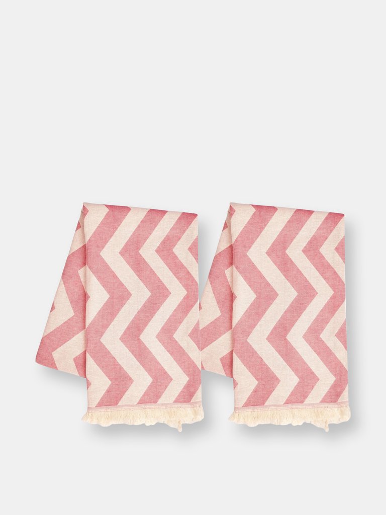 Mersin Chevron Pink Eco Turkish Towel - 2 Pack - Chevron Pink