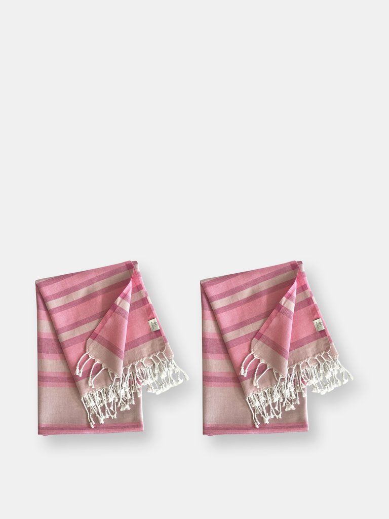Samara Pink Turkish Towel - 2 Pack - Pink