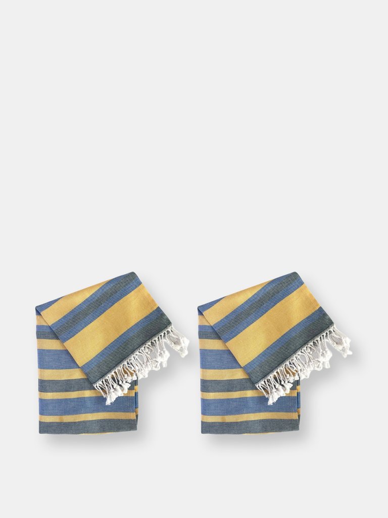 Samara Turkish Towel - Blue / Yellow