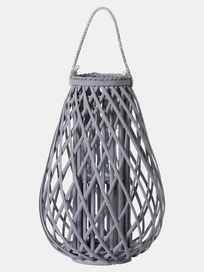 Hill Interiors Back To Nature Wicker Bulbous Candle Lantern - Gray product