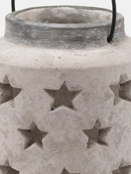 Bloomville Stone Star Candle Lantern - Stone