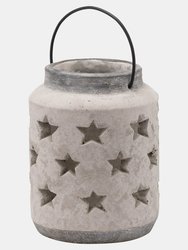 Bloomville Stone Star Candle Lantern - Stone