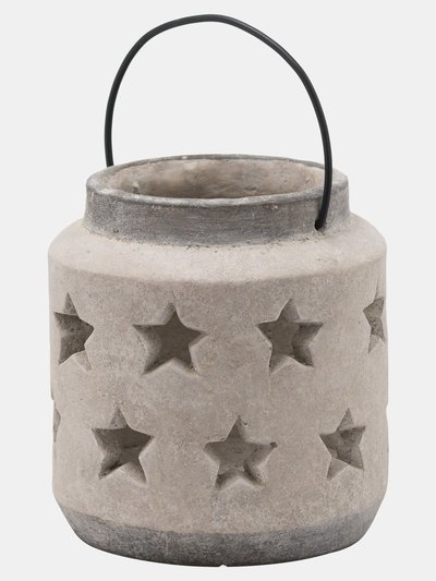 Hill Interiors Bloomville Stone Star Candle Lantern - Stone(23cm x 18cm x 18cm) product