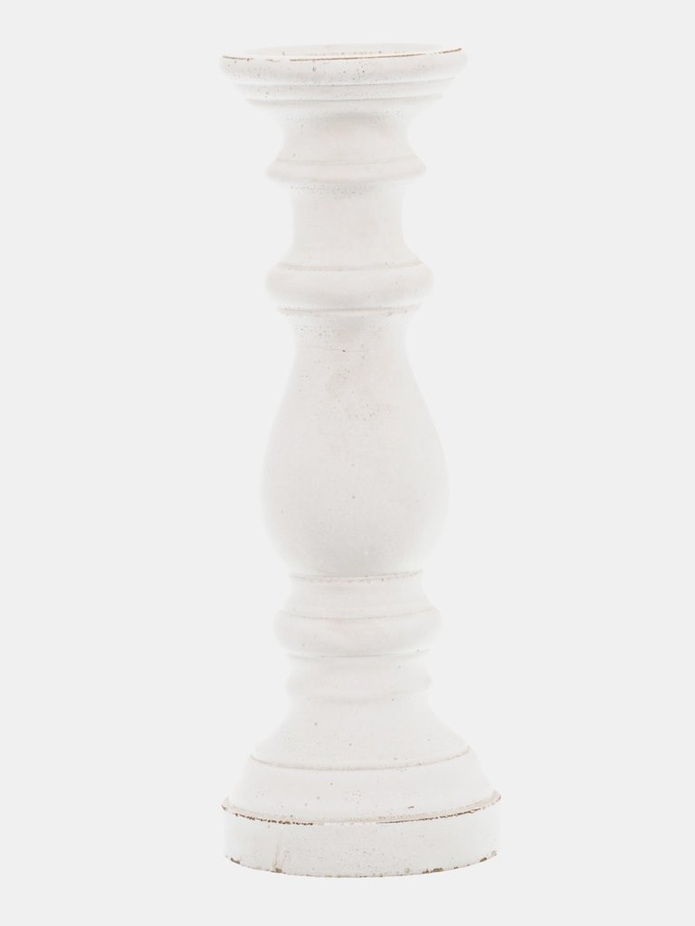 Ceramic Column Candle Holder - One Size - White