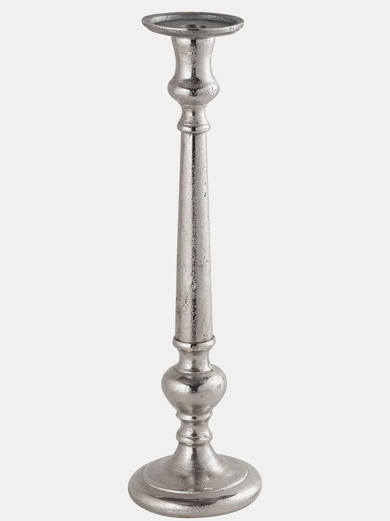 Farrah Collection Aluminum Dinner Candle Holder - Silver - 39cm x 12cm x 12cm - Silver