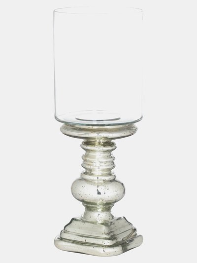 Hill Interiors Glass Mercury Effect Pillar Candle Holder - Silver - One Size product