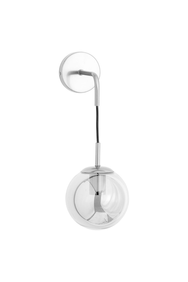 Globe Smoked Glass Hanging Wall Light One Size -  Silver - Silver