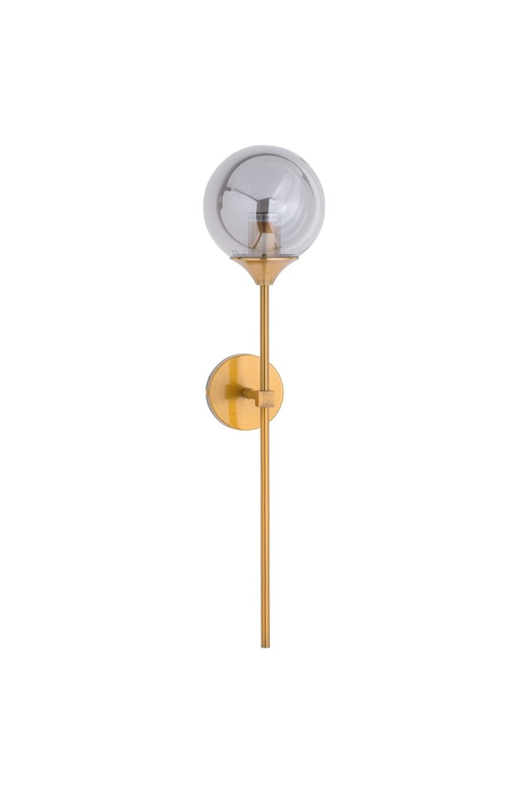 Globe Smoked Glass Sconce One Size - Brass - Brass