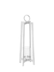 Hill Interiors Cast Aluminium Candle Lantern (Silver) (65cm x 23cm x 23cm)