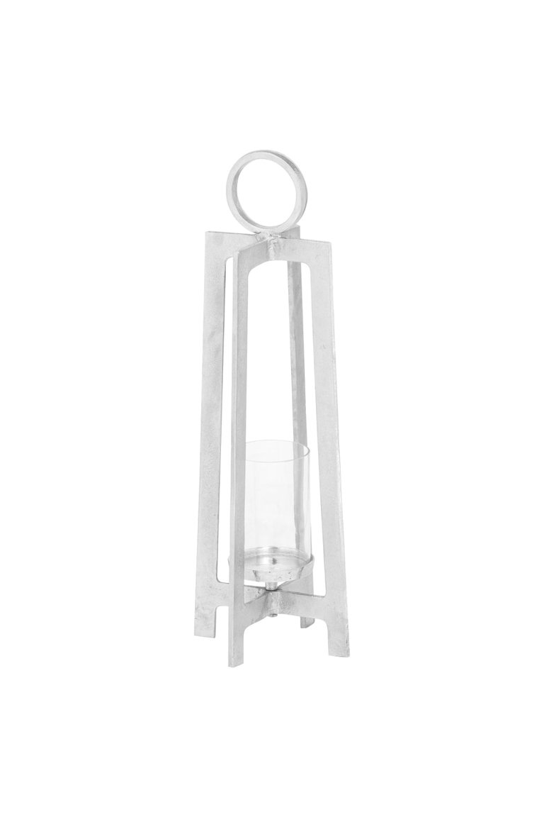 Hill Interiors Cast Aluminium Candle Lantern (Silver) (79cm x 28cm x 28cm) - Silver