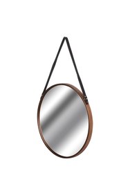 Hill Interiors Copper Rimmed Round Hanging Wall Mirror With Black Strap (Copper) (21.5 x 21.5 x 1.2in) - Copper