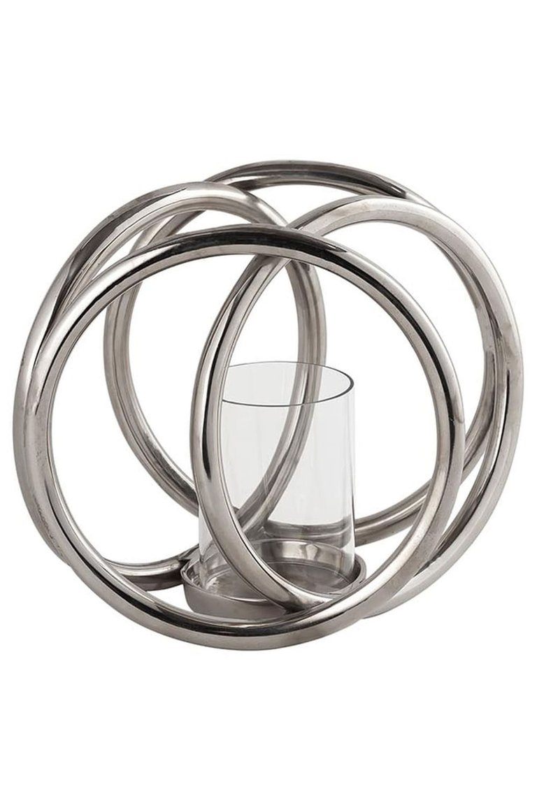 Hill Interiors Farrah Collection 4 Ring Pillar Candle Holder (Silver) (One Size) - Silver