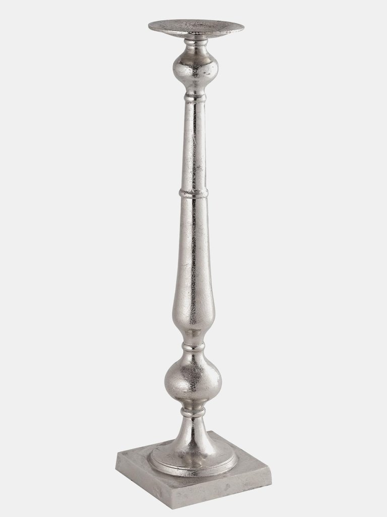 Hill Interiors Farrah Collection Dinner Candle Holder (Silver) (68cm x 17cm x 17cm)