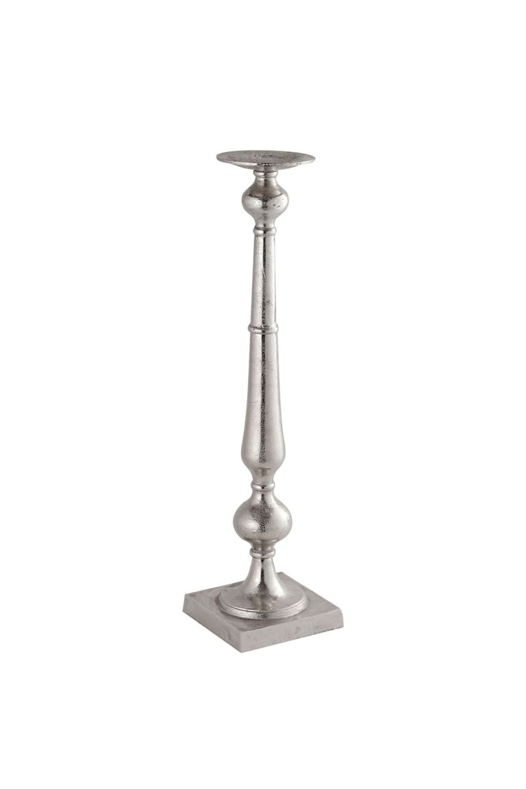 Hill Interiors Farrah Collection Dinner Candle Holder (Silver) (78cm x 17cm x 17cm) - Silver