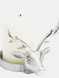Hill Interiors Farrah Collection Stag Candle Holder (Silver) (One Size)