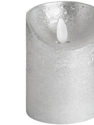 Hill Interiors Flickering Flame LED Wax Candle (Silver) (3 x 4in) - Silver
